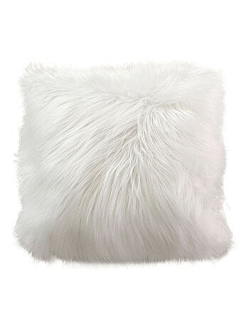 Coussin déhoussable imitation fourrure long poil