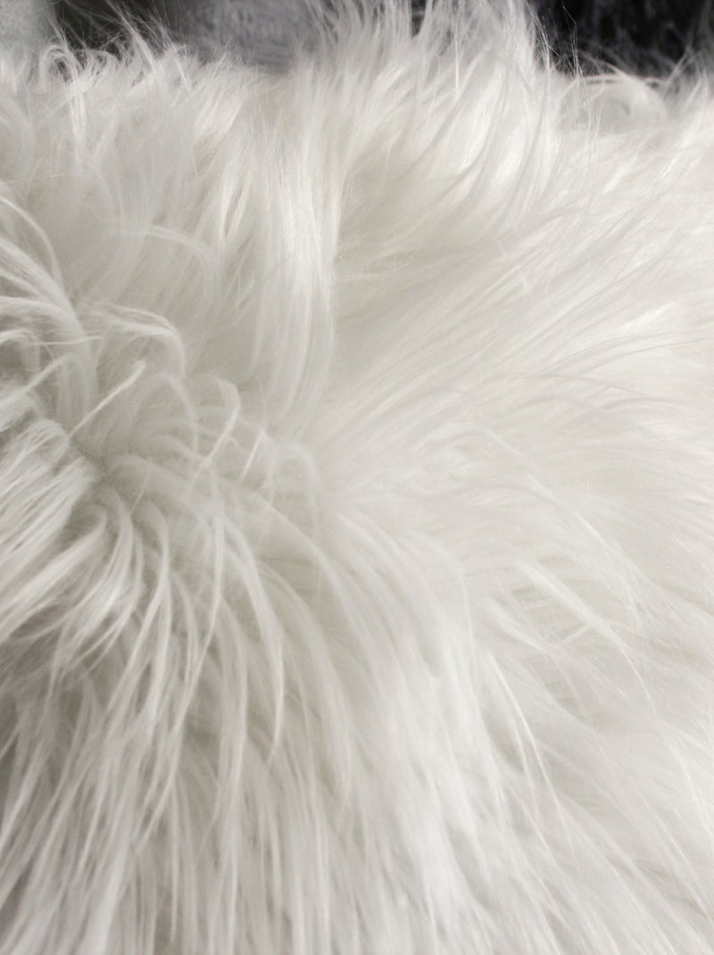 Coussin déhoussable imitation fourrure  long poil Blanc - Kiabi