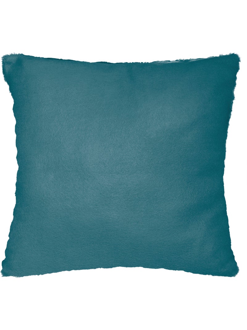 Coussin déhoussable imitation fourrure NILS Bleu canard - Kiabi