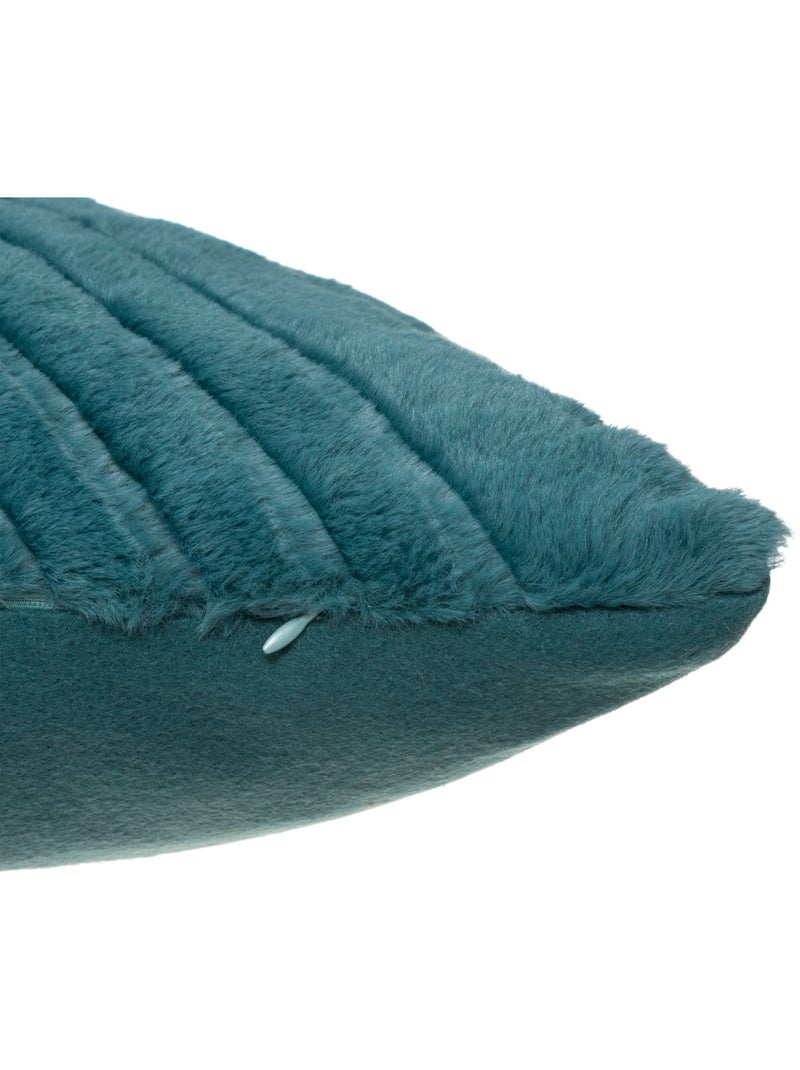 Coussin déhoussable imitation fourrure NILS Bleu canard - Kiabi
