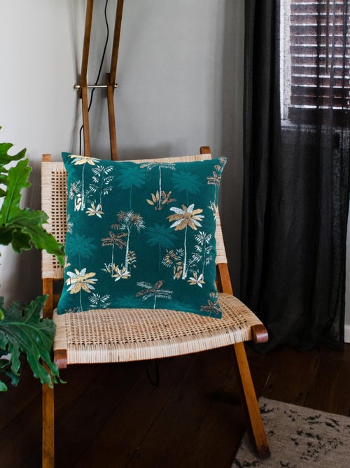 Coussin déhoussable imprimé bleu - Kiabi