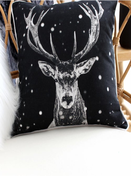 Coussin déhoussable imprimé cerf 40x40cm - Kiabi