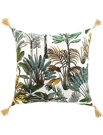 Coussin déhoussable imprimé feuillage