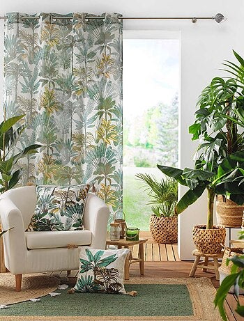 Coussin déhoussable imprimé feuillage