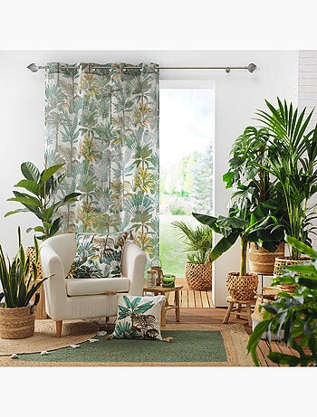 Coussin déhoussable imprimé feuillage