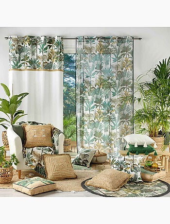 Coussin déhoussable imprimé feuillage