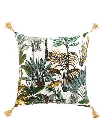 Coussin déhoussable imprimé feuillage