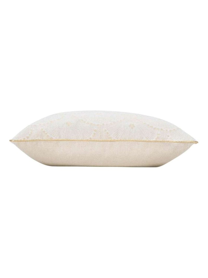 Coussin déhoussable imprimé métallisé CREST Ecru - Kiabi