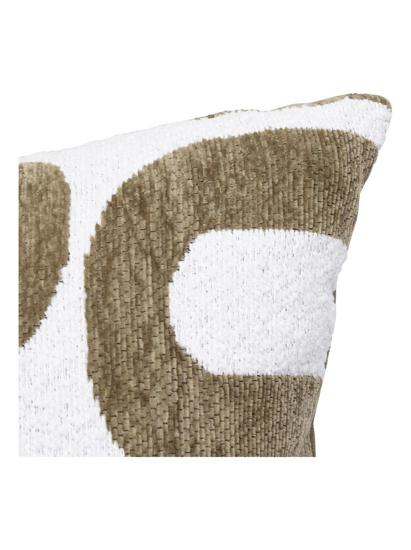 Coussin déhoussable jacquard chenille avec dos en velours Kaki - Kiabi