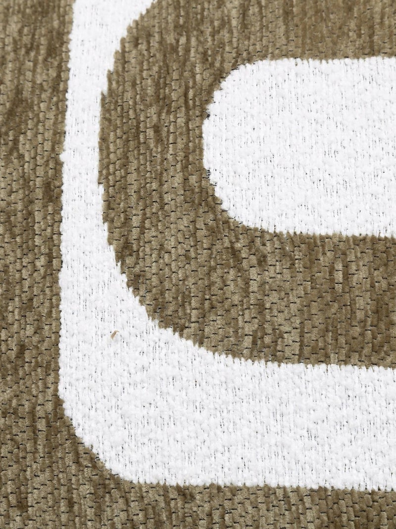 Coussin déhoussable jacquard chenille avec dos en velours Kaki - Kiabi