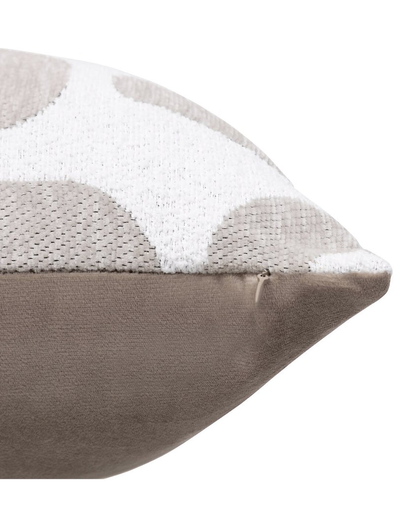 Coussin déhoussable jacquard chenille avec dos en velours Lin - Kiabi