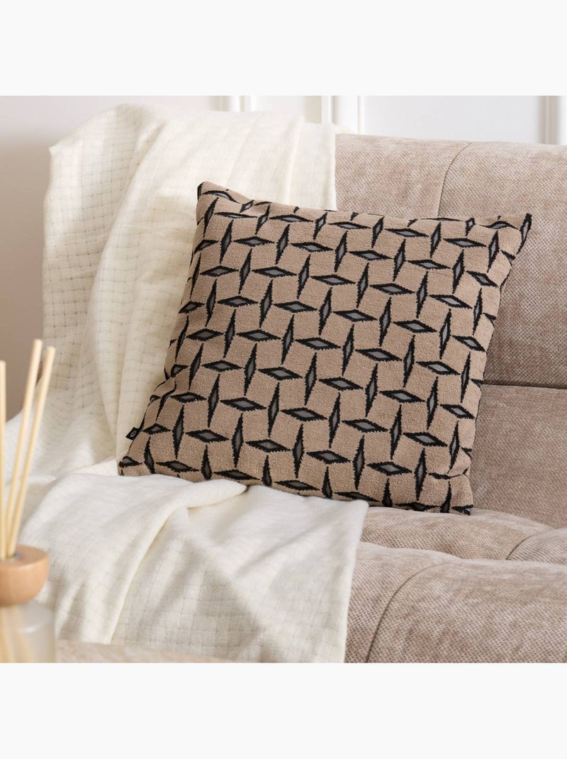 Coussin déhoussable jacquard DIAMANT Marron - Kiabi