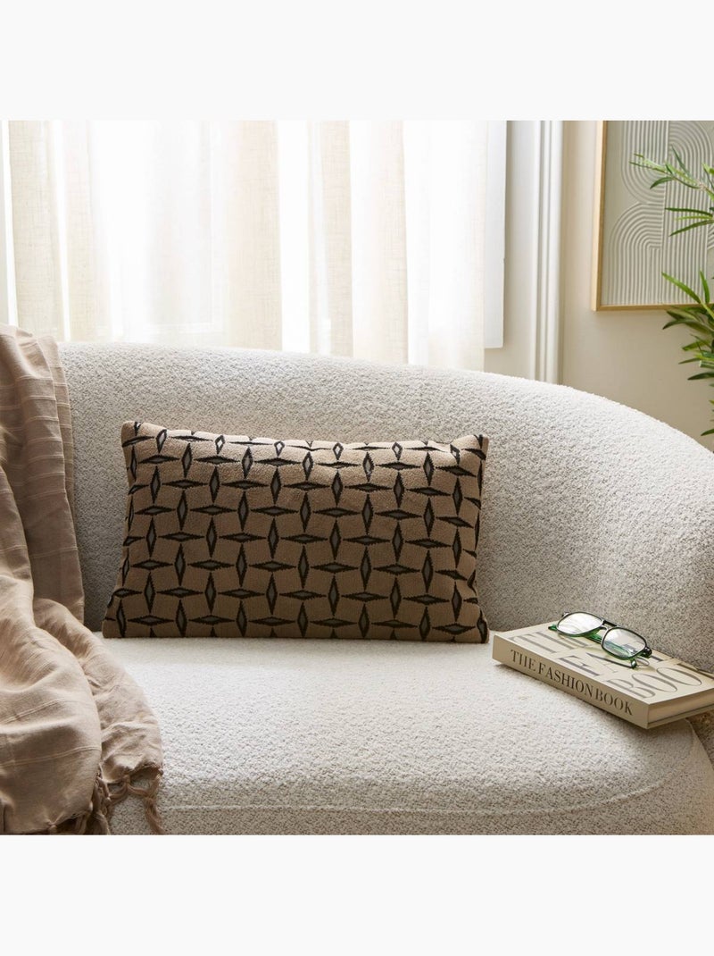 Coussin déhoussable jacquard DIAMANT Marron - Kiabi