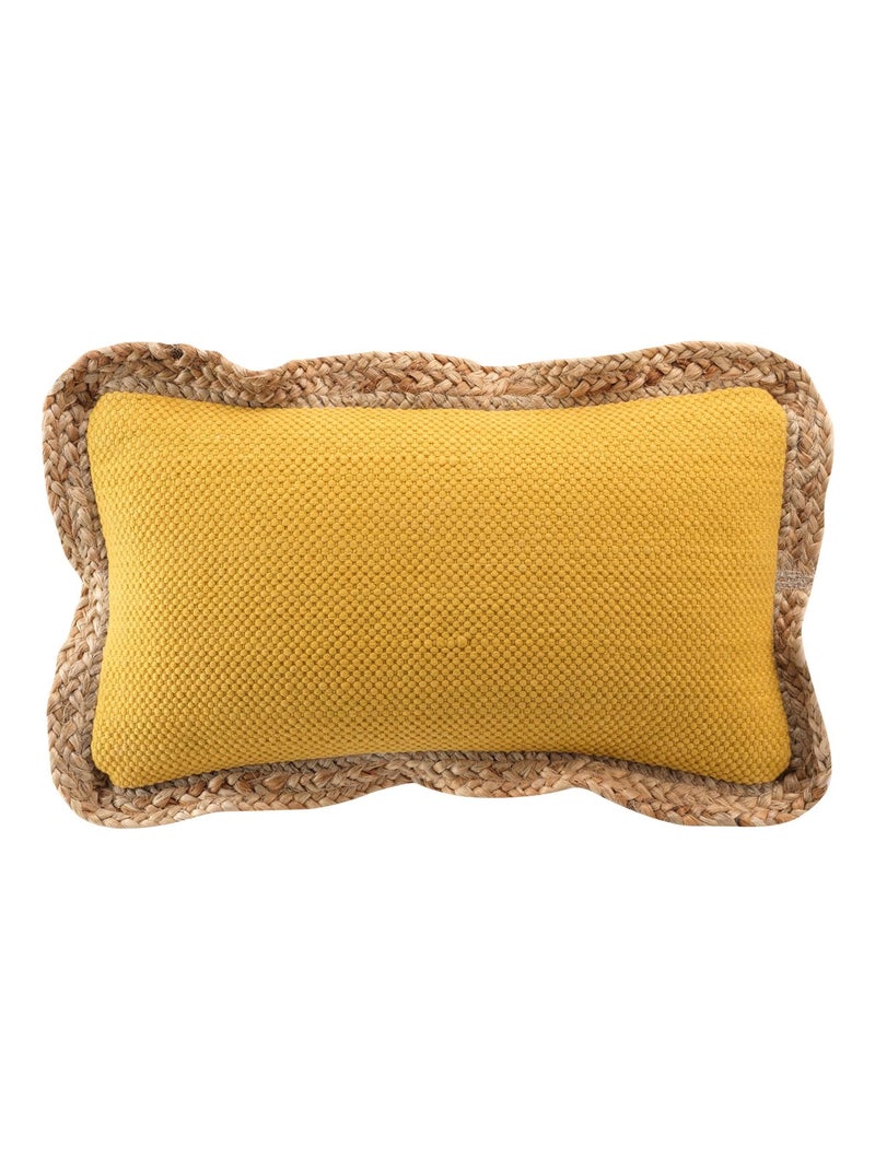 Coussin dehoussable jute et coton Akina Jaune - Kiabi