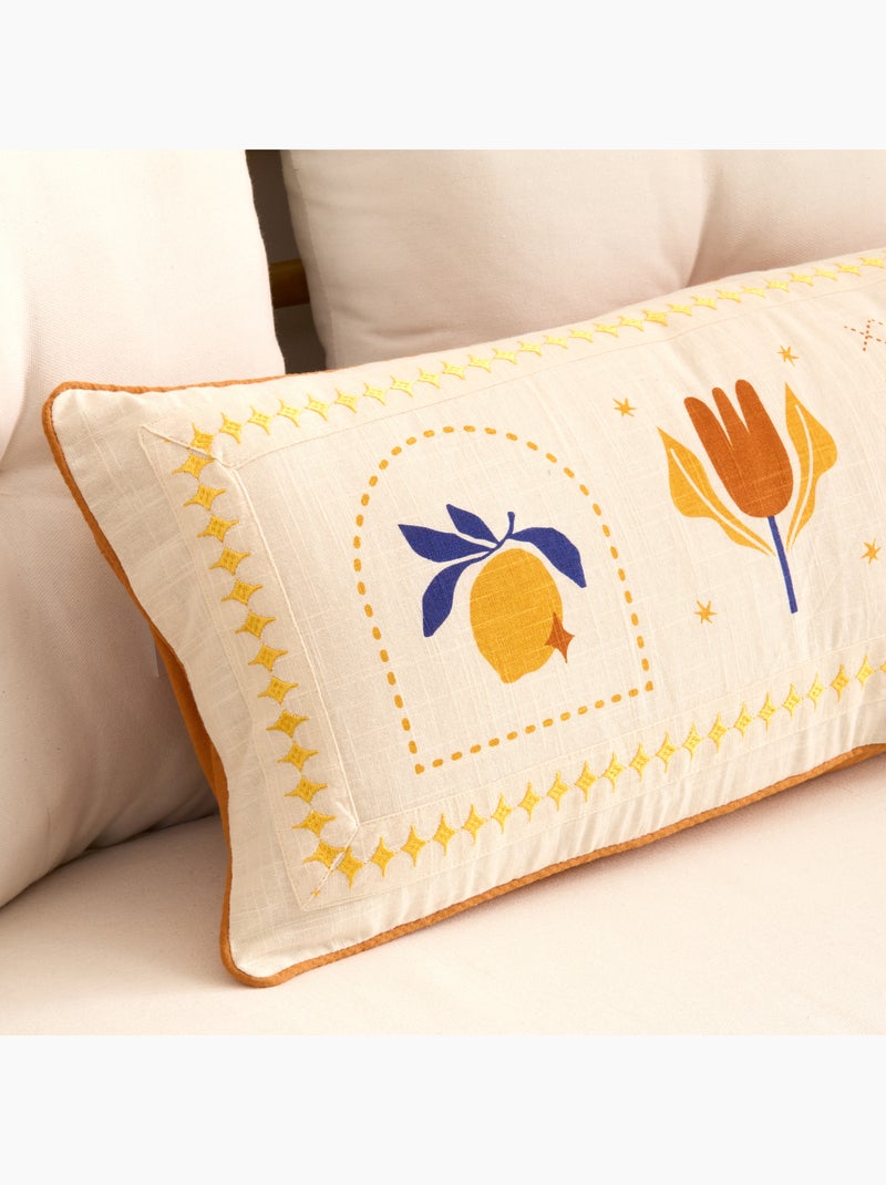 Coussin déhoussable motif graphique Ecru - Kiabi