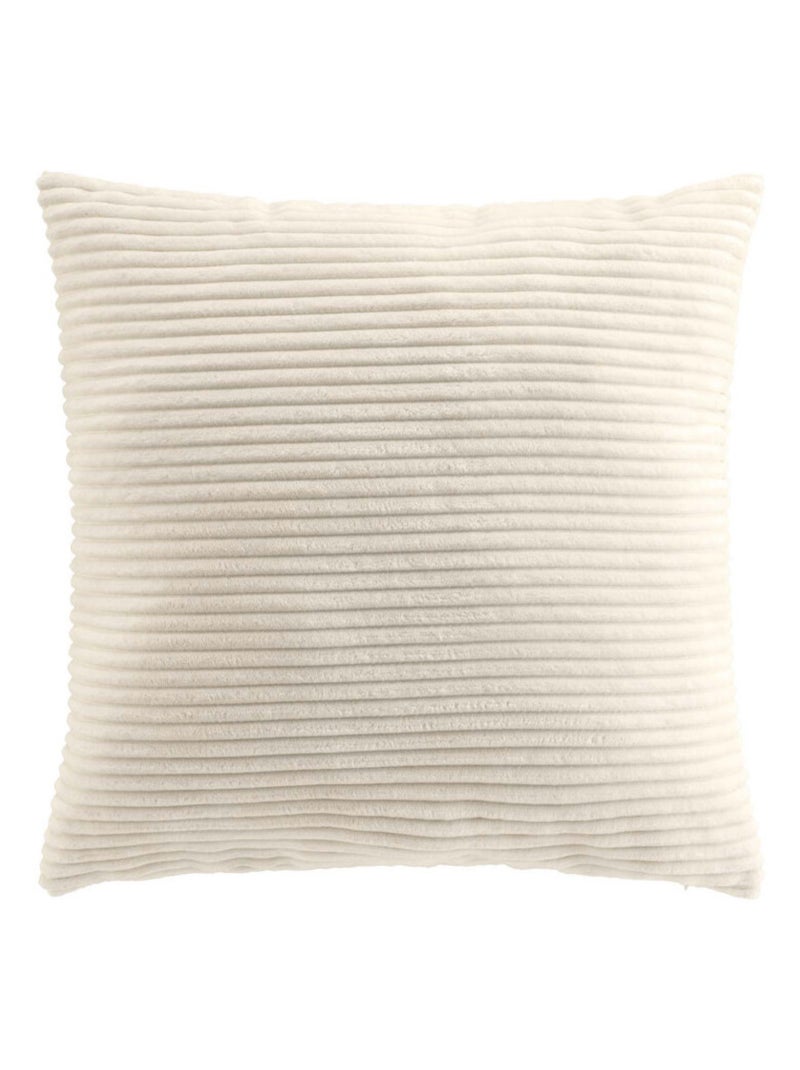Coussin déhoussable NILS 45x45 cm – Velours relief – Coloris Naturel Beige - Kiabi