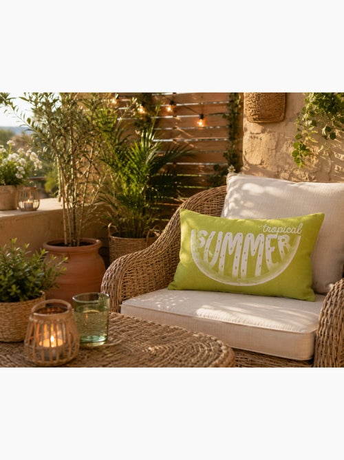 Coussin déhoussable pacifique summer anis - Kiabi