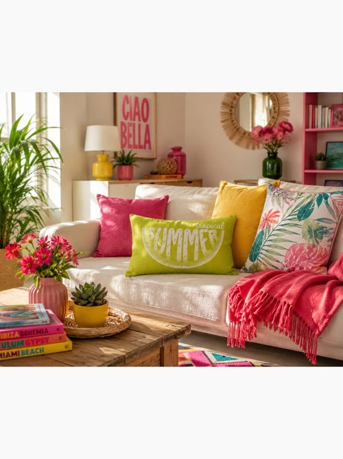 Coussin déhoussable pacifique summer anis - Kiabi