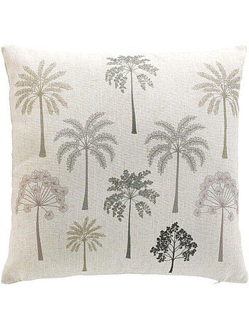 Coussin déhoussable – Polyester/Lin imprimé Palméa