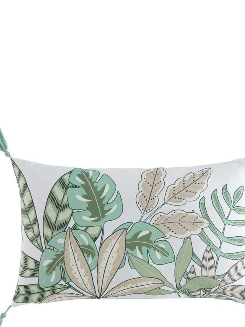 Coussin déhoussable pompons 30x50 cm Beautiline Vert - Kiabi