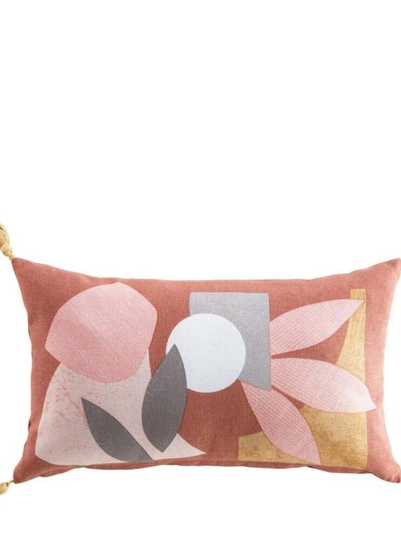 Coussin déhoussable pompons 30x50 cm Natureva coton Rose - Kiabi