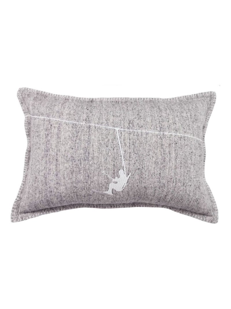 Coussin déhoussable rectangulaire brodé en flanelle HORS PISTE Gris - Kiabi