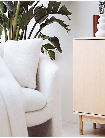 Coussin déhoussable Snowy - Bouclette unie