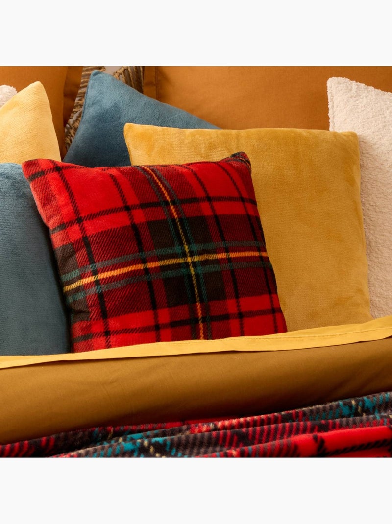 Coussin déhoussable tartan BRODY Rouge - Kiabi