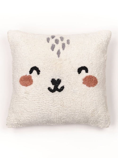 Coussin déhoussable tufté imprimé animalier coton FUNNY - Kiabi