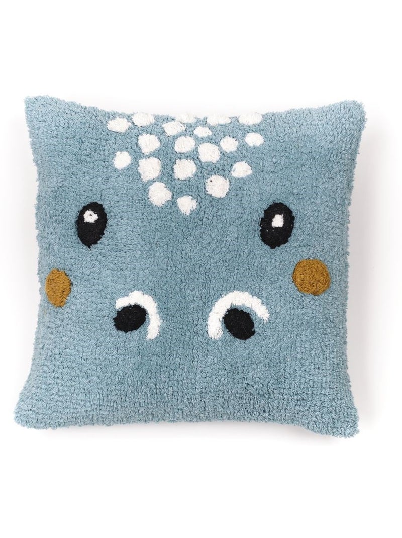 Coussin déhoussable tufté imprimé animalier coton FUNNY Gris - Kiabi