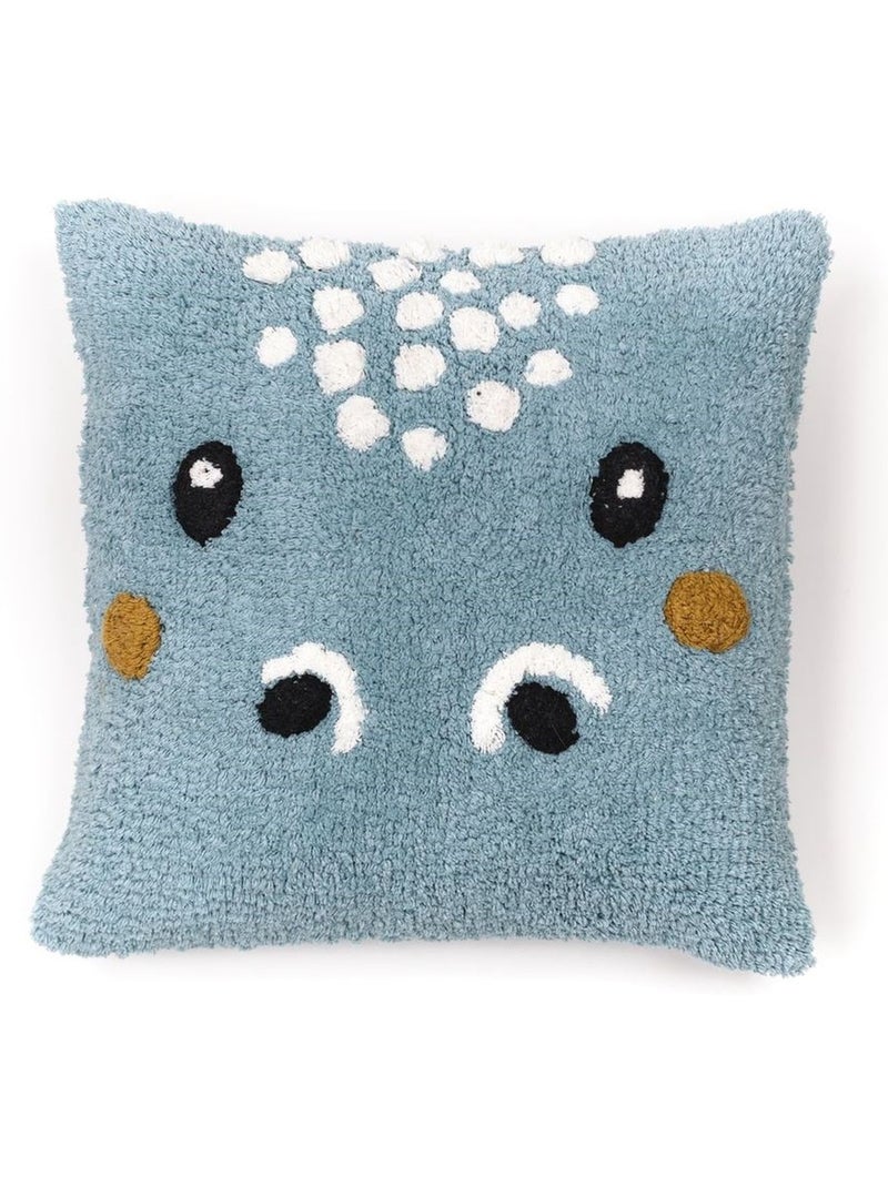 Coussin déhoussable tufté imprimé animalier coton FUNNY Gris - Kiabi