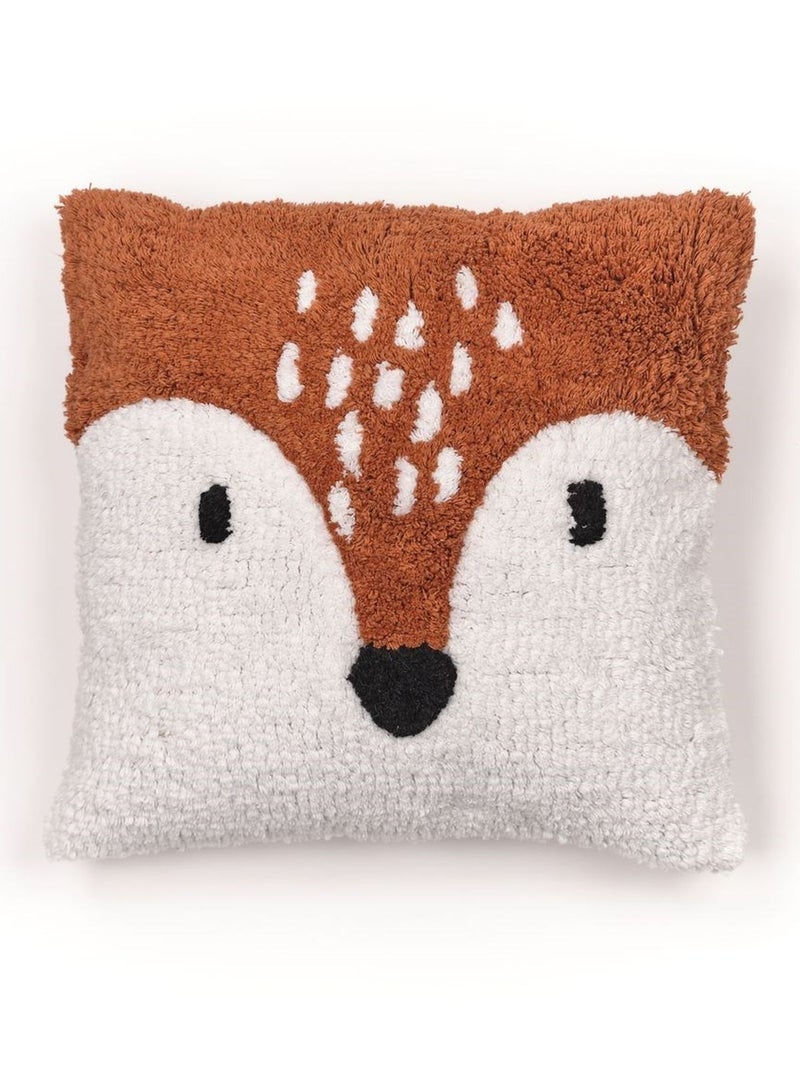 Coussin déhoussable tufté imprimé animalier coton FUNNY Orange - Kiabi