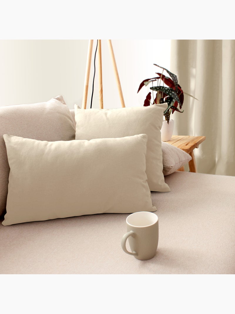 Coussin déhoussable uni en coton Ecru - Kiabi