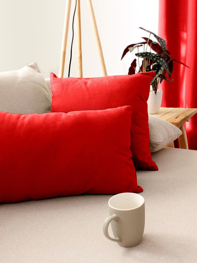 Coussin déhoussable uni en coton Vert olive - Kiabi