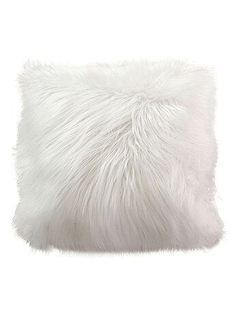 Coussin déhoussable uni imitation fourrure