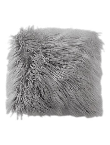Coussin déhoussable uni imitation fourrure