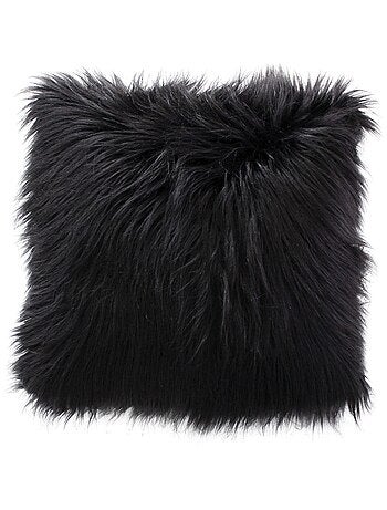 Coussin déhoussable uni imitation fourrure