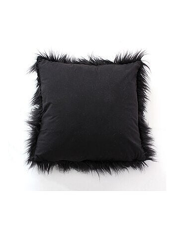 Coussin déhoussable uni imitation fourrure