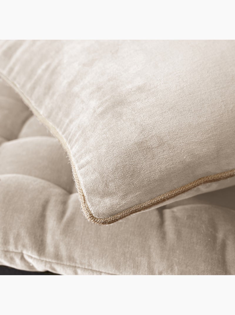Coussin Déhoussable – Velours de Coton - César Ecru/Sable - Kiabi