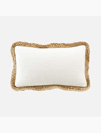 Coussin déhousssable passepoil polycoton +jute Akina