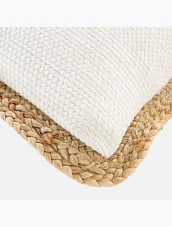 Coussin déhousssable passepoil polycoton +jute Akina