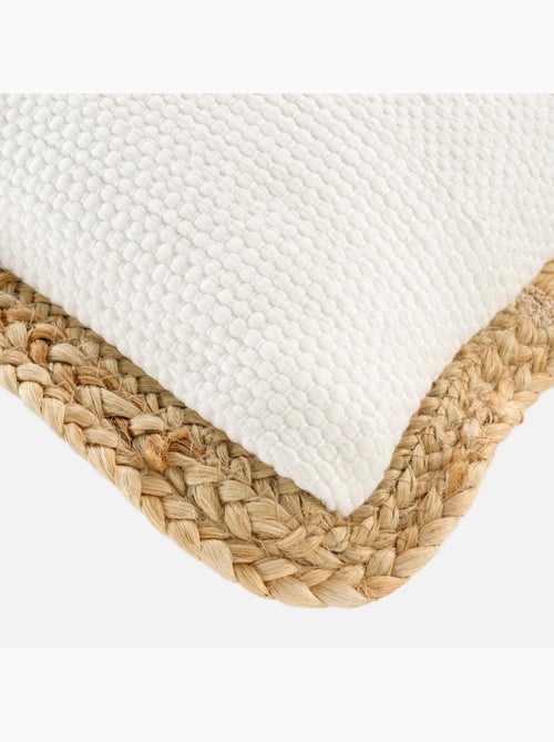 Coussin déhousssable passepoil polycoton +jute Akina - Kiabi