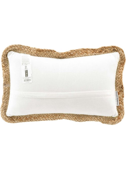 Coussin déhousssable passepoil polycoton +jute Akina - Kiabi