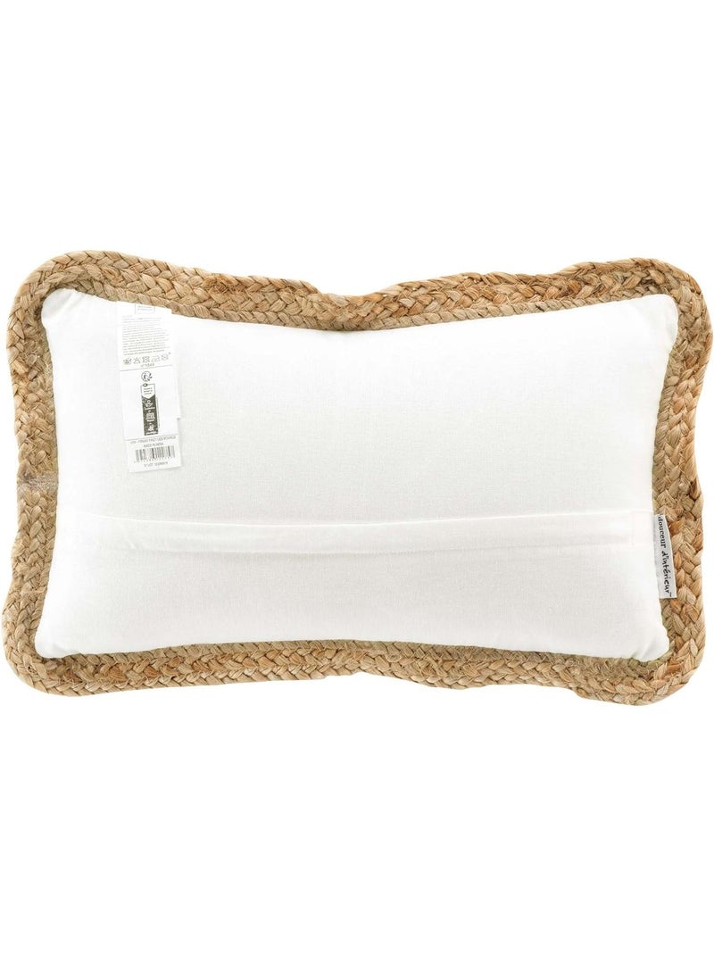 Coussin déhousssable passepoil polycoton +jute Akina Beige naturel - Kiabi