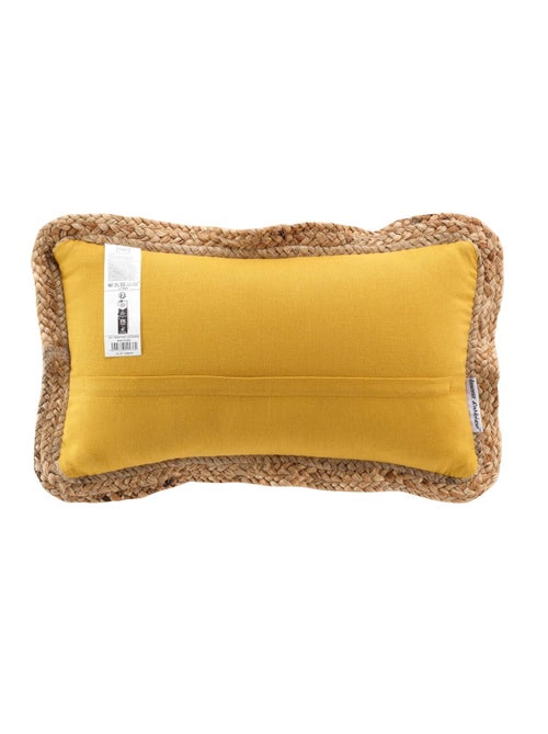 Coussin déhousssable passepoil polycoton +jute Akina - Kiabi