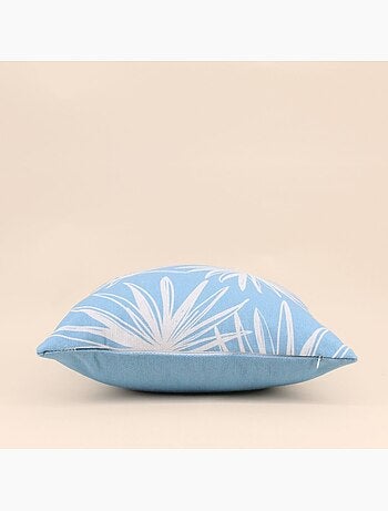 Coussin déperlant & anti-uv fleuri bleu 40x40cm