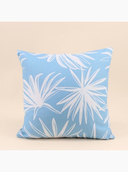 Coussin déperlant & anti-uv  fleuri bleu 40x40cm - Kiabi