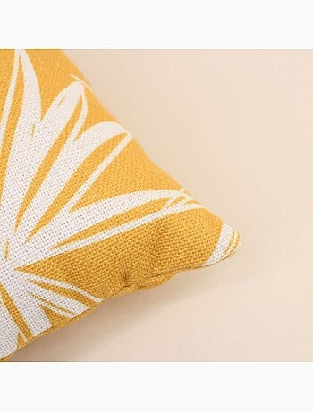 Coussin déperlant & anti uv fleuri jaune 50x30cm