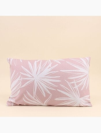 Coussin déperlant & anti-uv fleuri rose 30x50cm