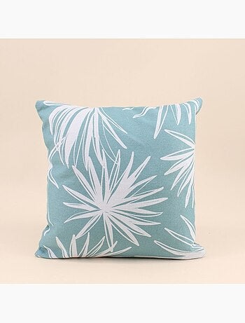 Coussin déperlant & anti uv fleuri vert 40x40cm